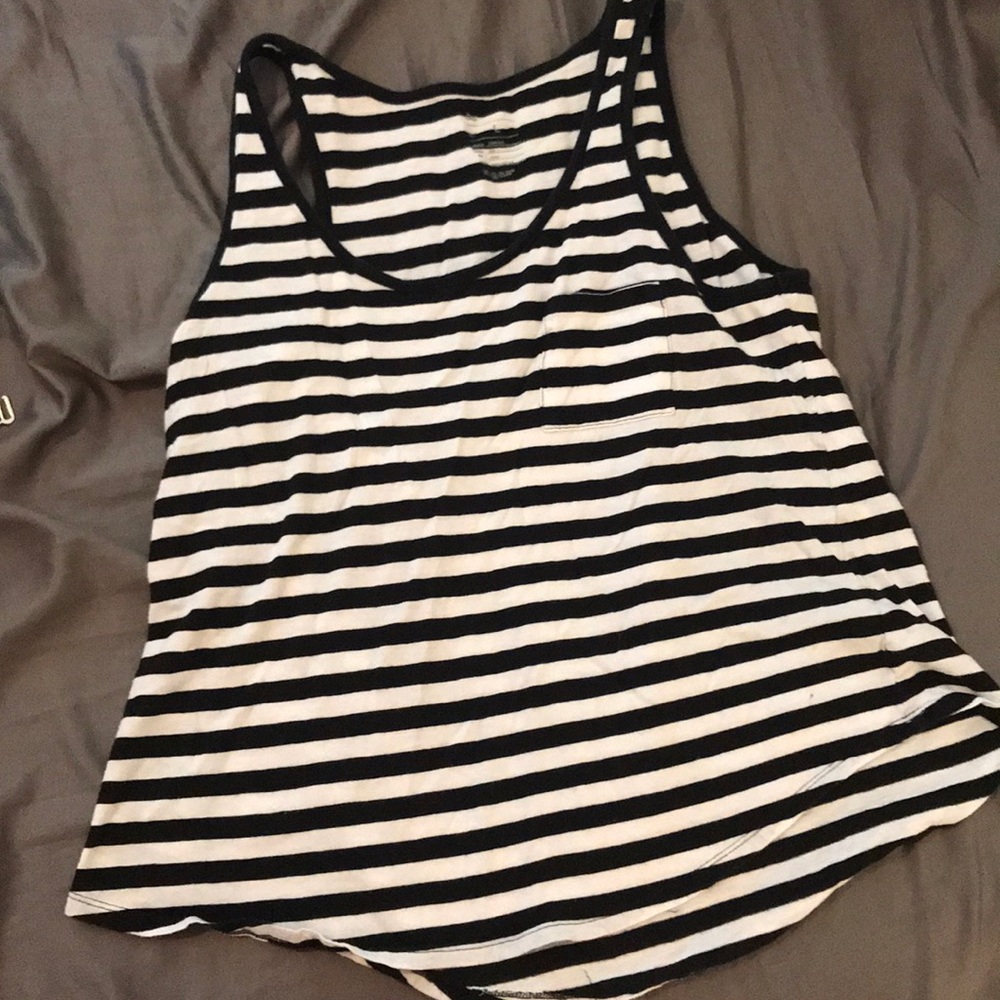 Black and white stripped tank top large